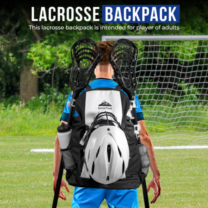 Lacrosse player using durable gear backpack