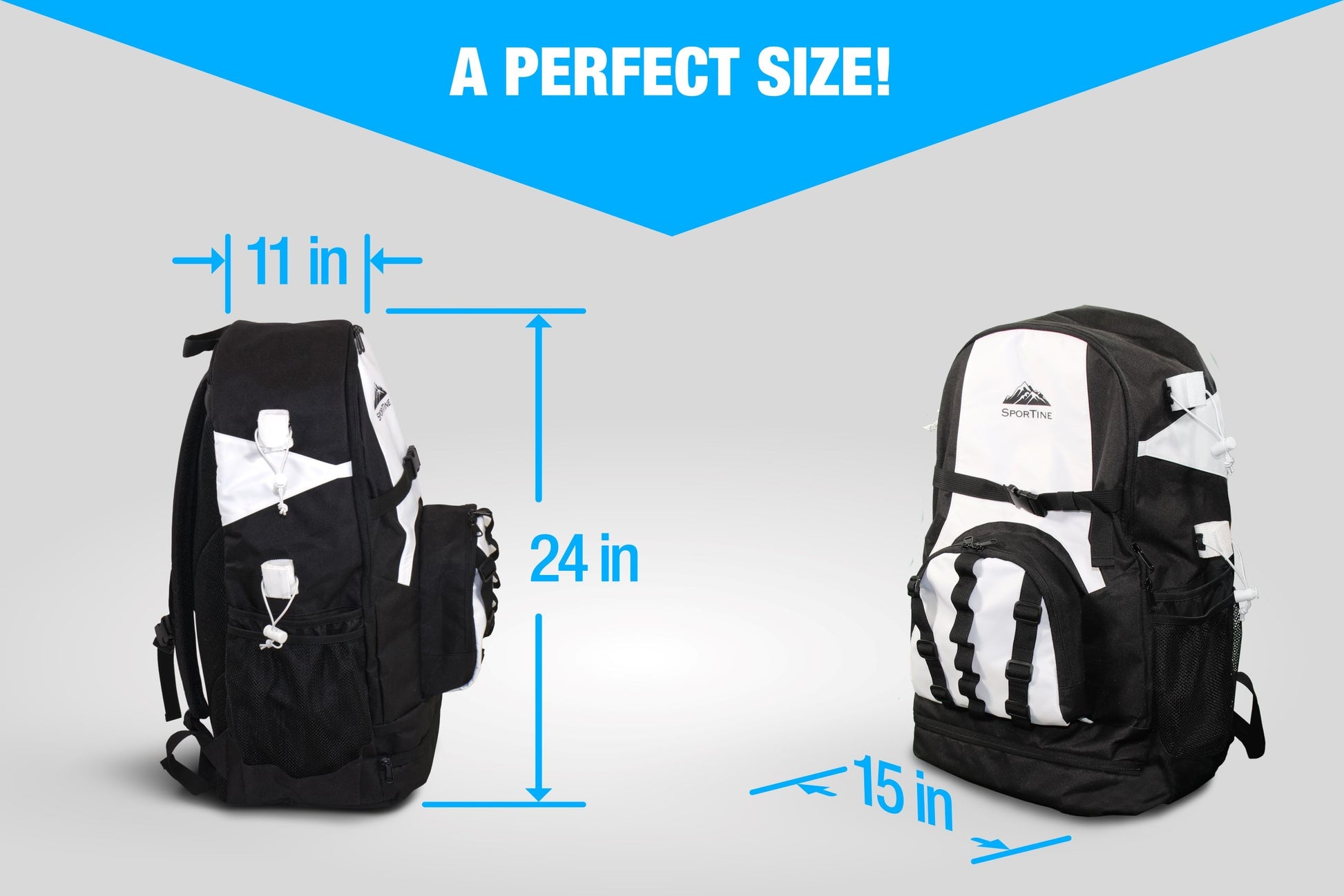 Black and white lax stick bag with large compartments