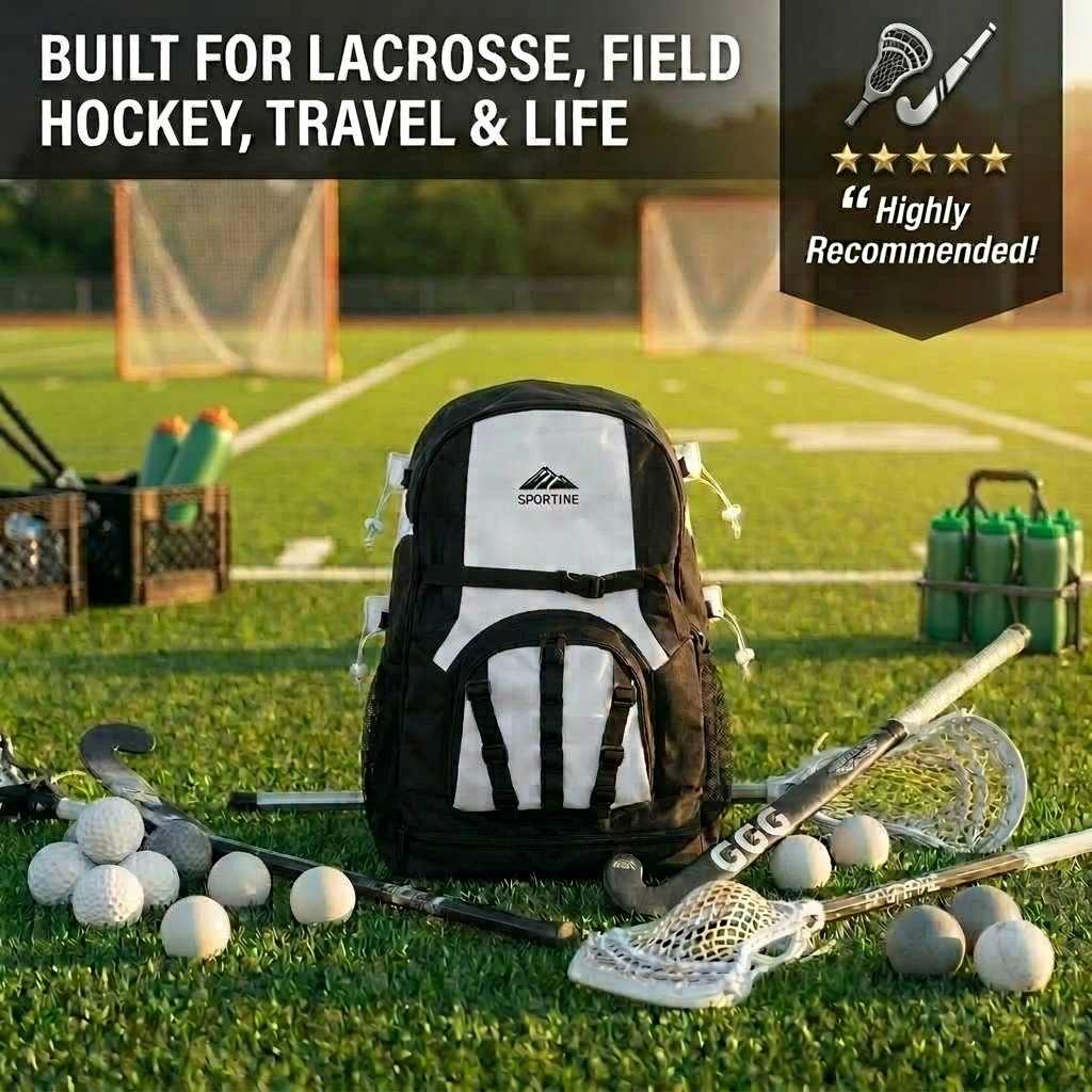 Unisex Lacrosse Bag for Boys & Girls – XL Backpack with Stick Holders & Cleat Compartment – Sportine Youth & Adult