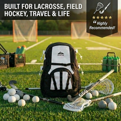 Unisex Lacrosse Bag for Boys & Girls – XL Backpack with Stick Holders & Cleat Compartment – Sportine Youth & Adult